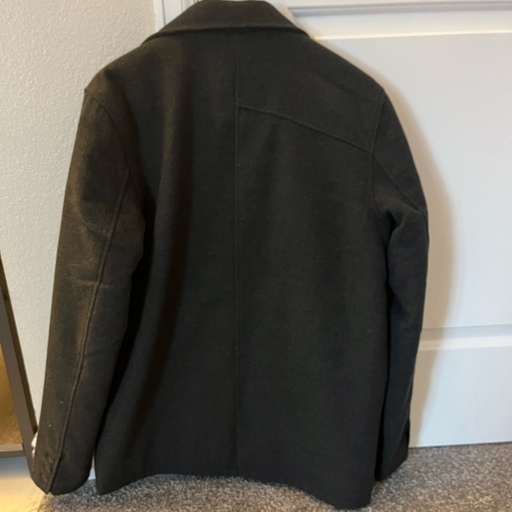 Volcom Black Men’s Peacoat Overcoat, Size Medium, Galaxy Lined Inside